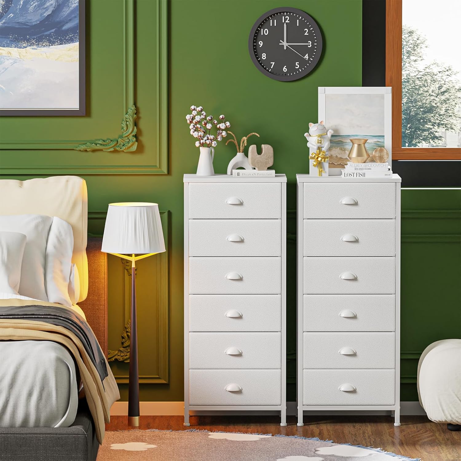 Furnulem White Tall Dresser for Bedroom Storage Tower