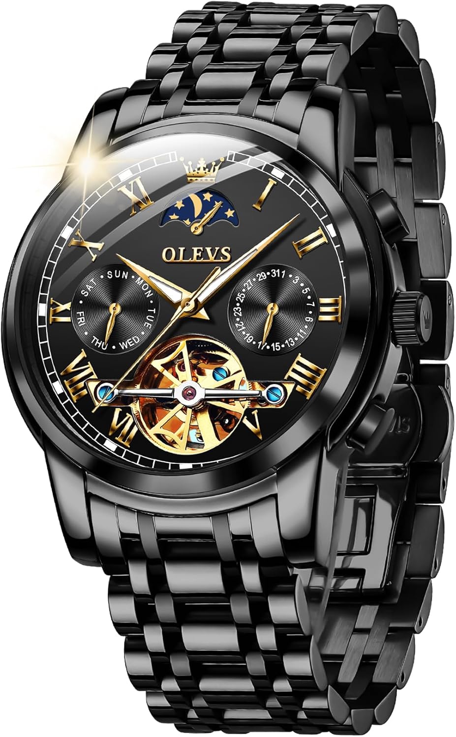 OLEVS Mens Automatic Watches Skeleton Mechanical