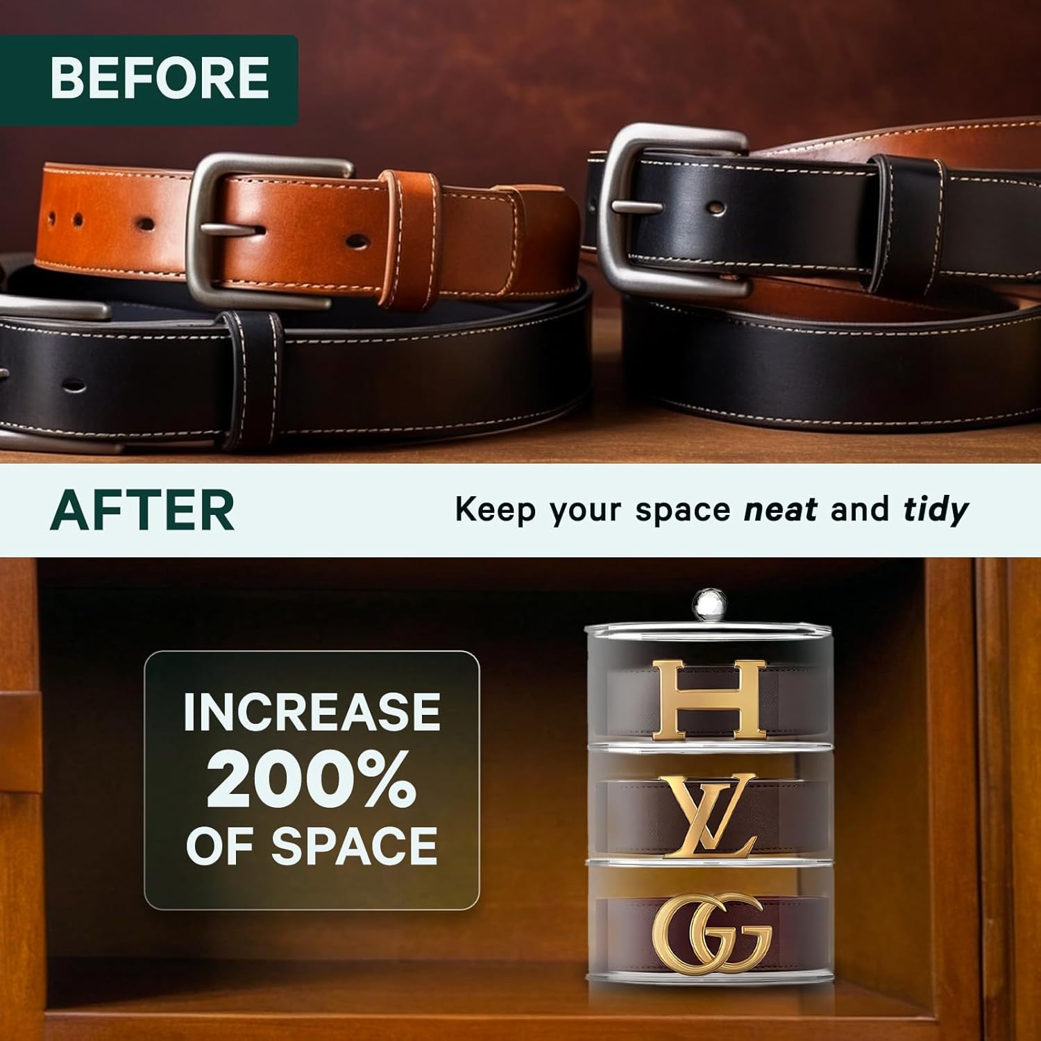 Acrylic Belt Organizer Closet Accessories for Jewelry