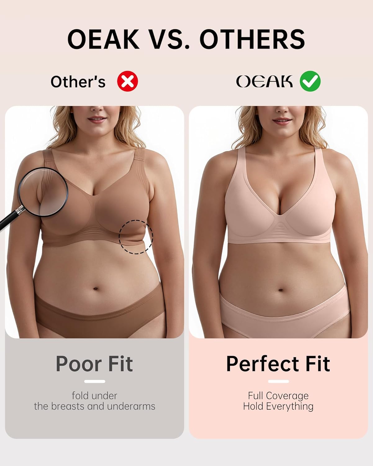 OEAK Women’s Deep V Wireless Bra