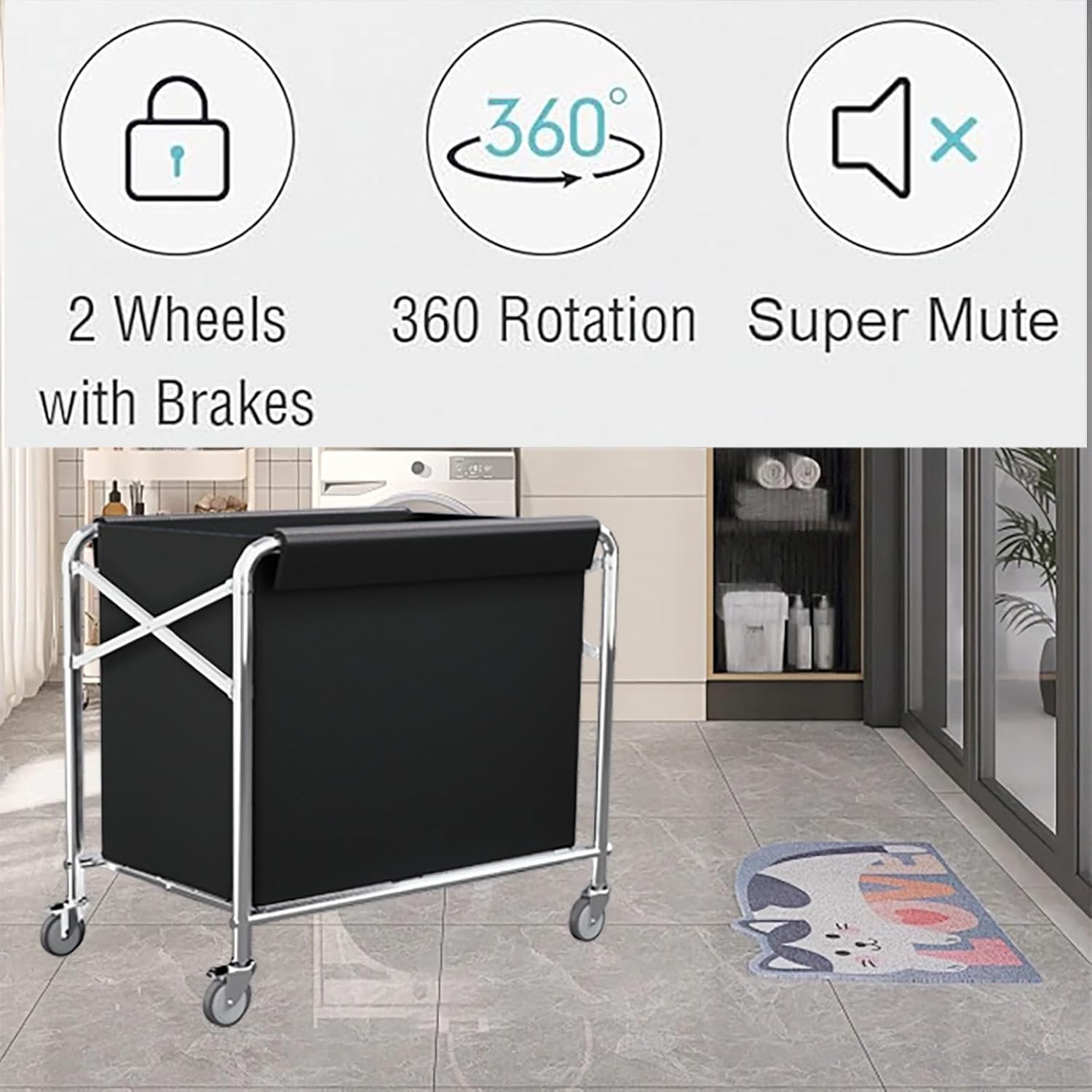 Rolling Collapsible Laundry Basket with Wheels