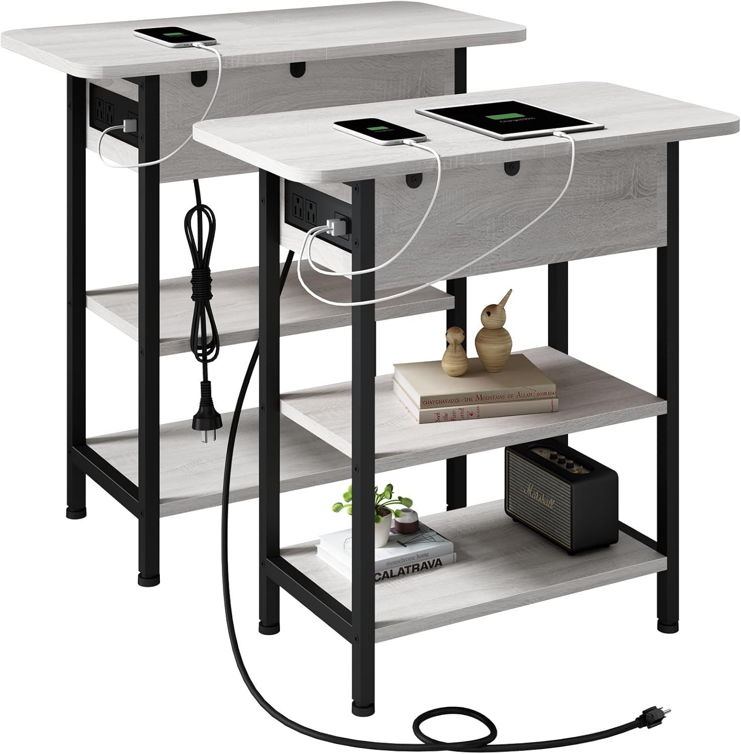 LIDYUK End Table with Charging Station