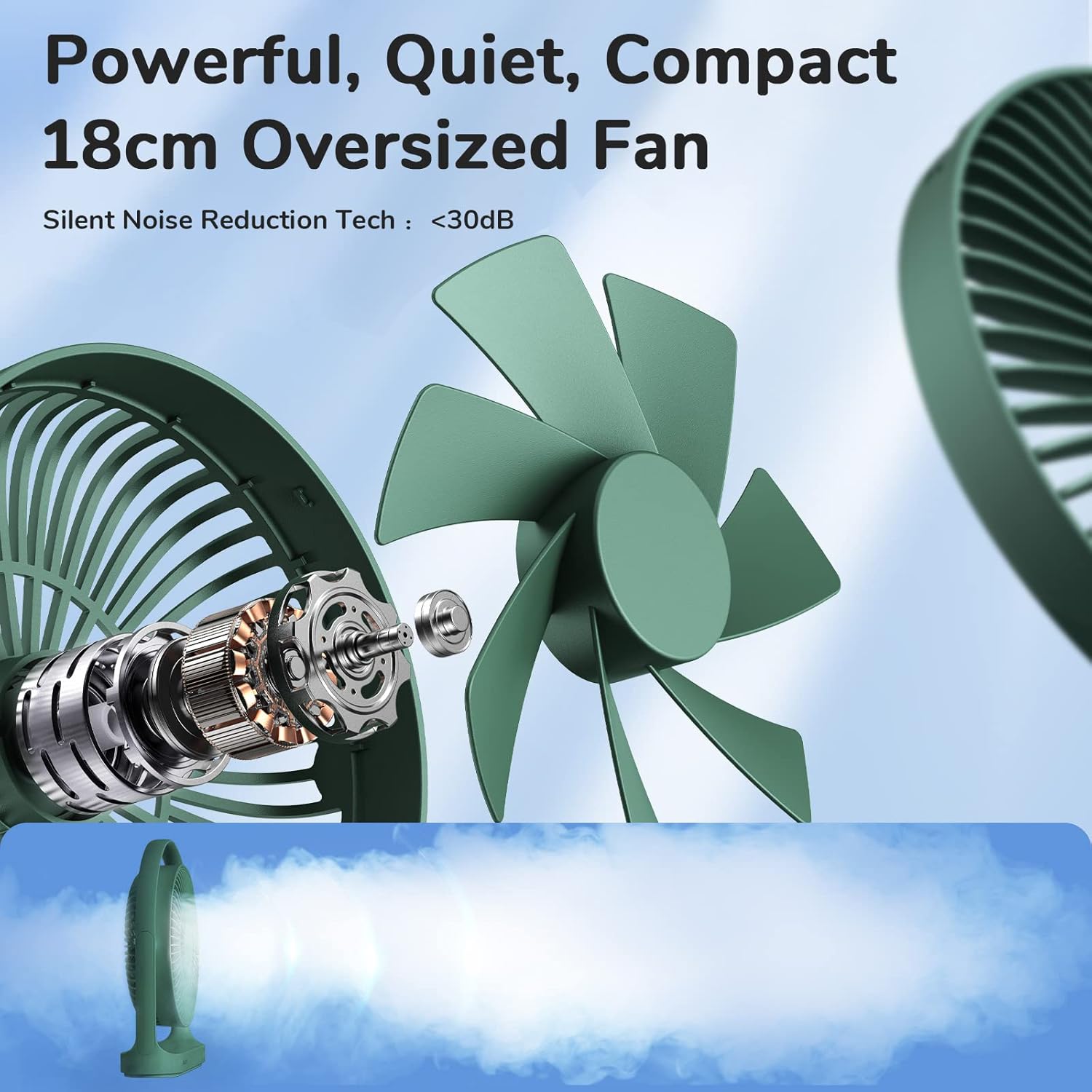 JISULIFE Desk Fan Small Portable Battery Operated