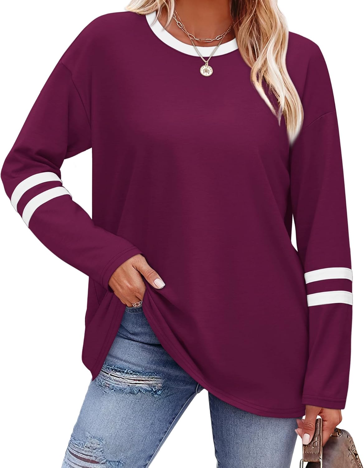 Sampeel Women’s Color Block Long Sleeve Top