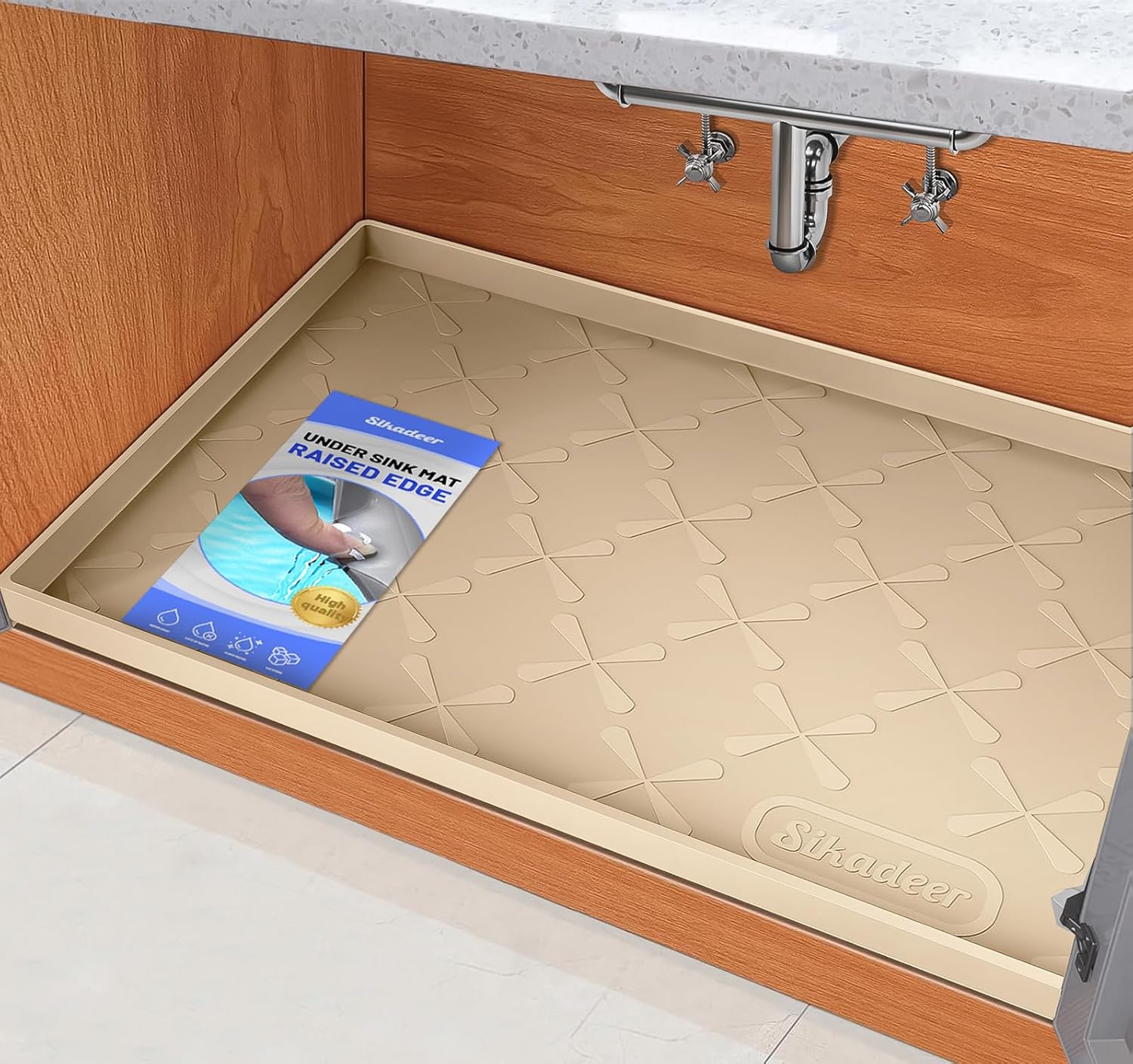 SIKADEER 34" x 22" Under Sink Mat Waterproof