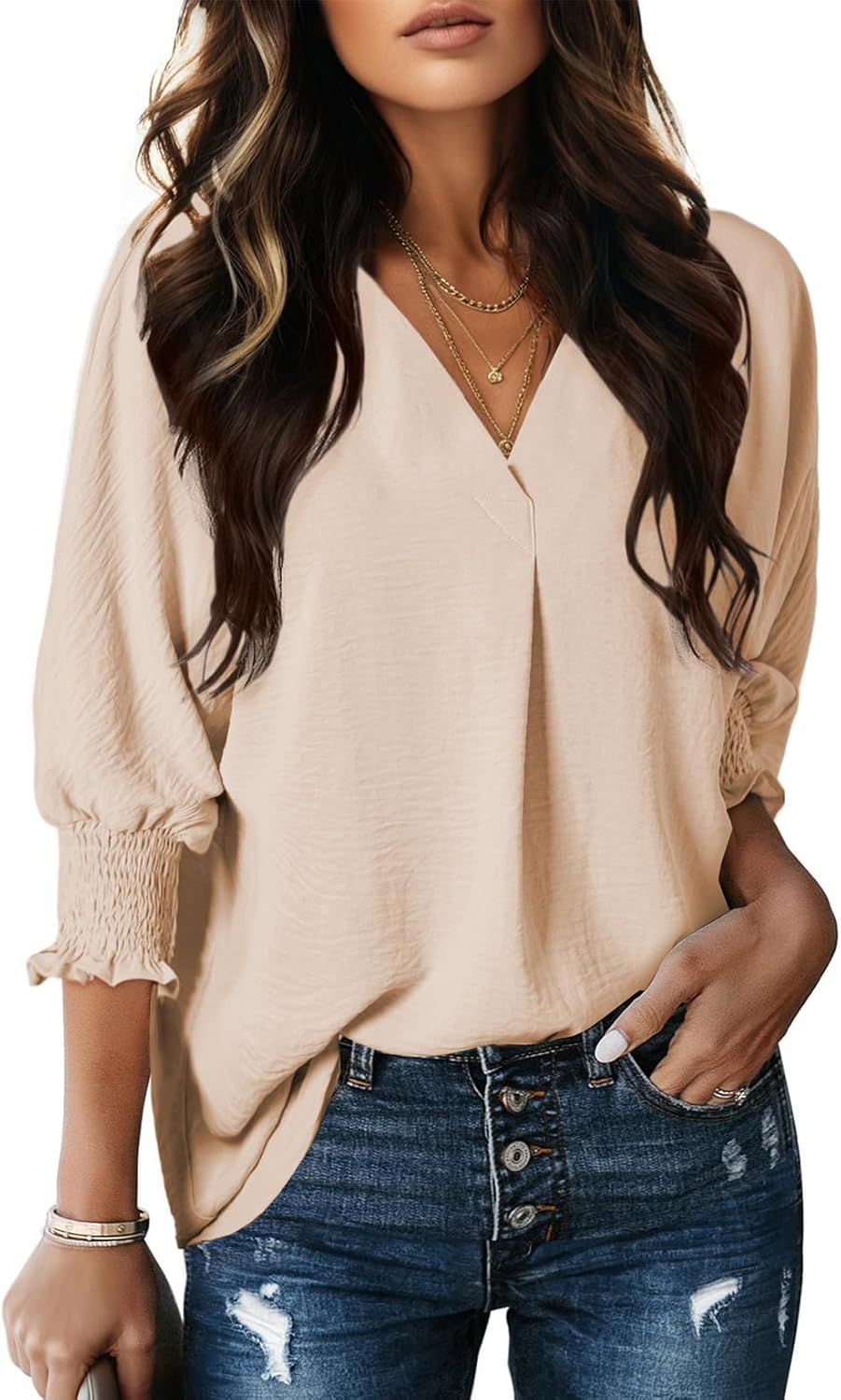 Dokotoo Women Blouses Dressy Casual V Neck