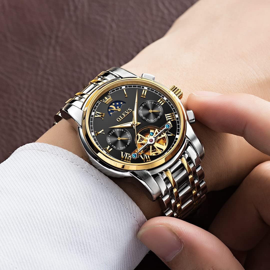 OLEVS Mens Automatic Watches Skeleton Mechanical