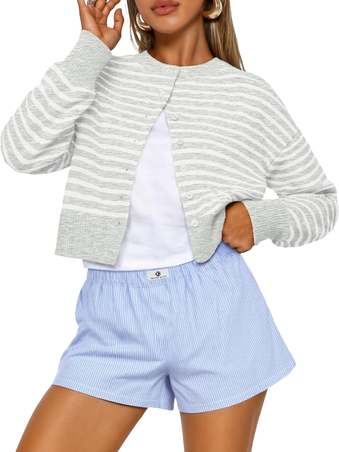 Trendy Queen Women’s Cropped Cardigan Sweater