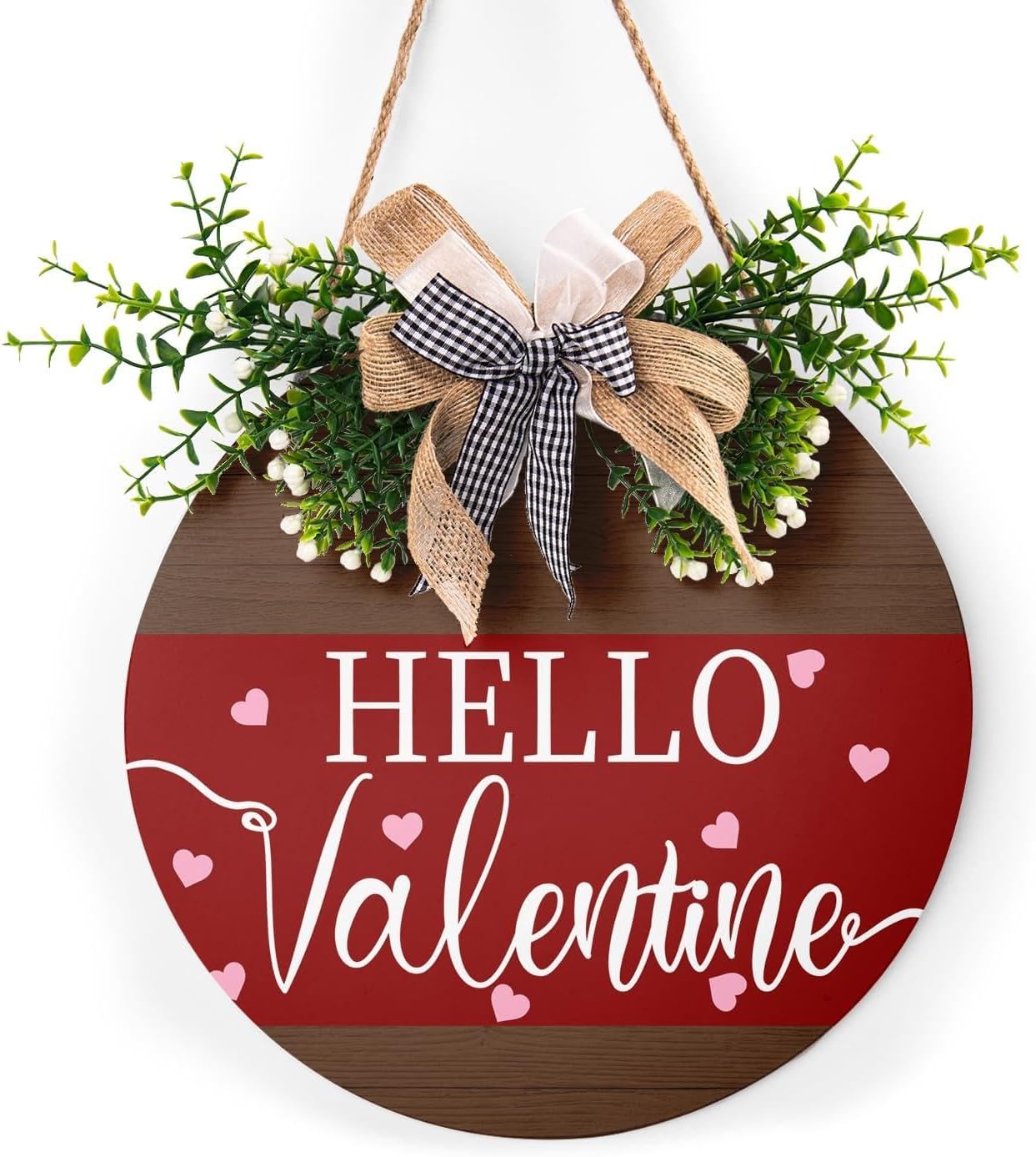 Round Wooden Farmhouse Welcome Door Sign