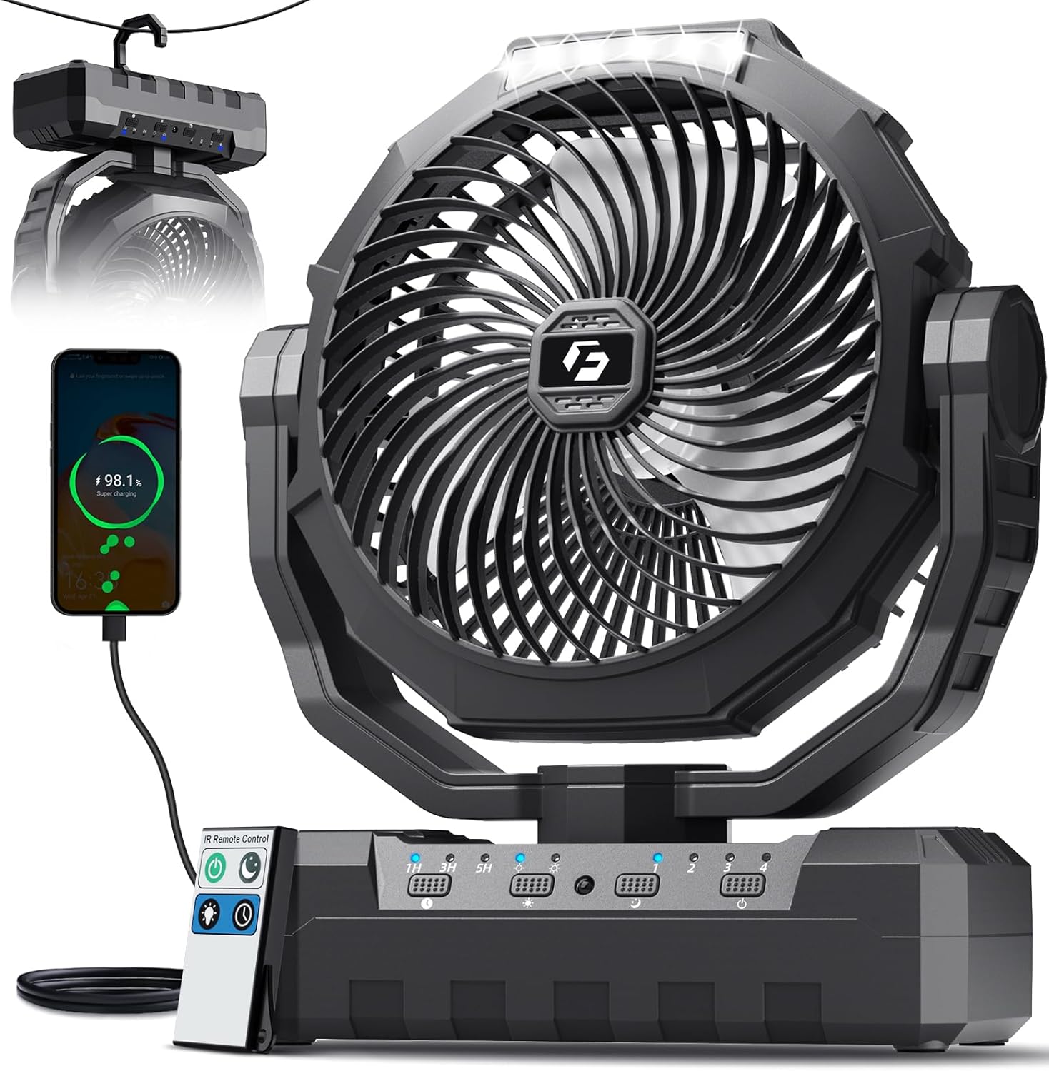 FRIZCOL 3-in-1 Camping Fan Rechargeable