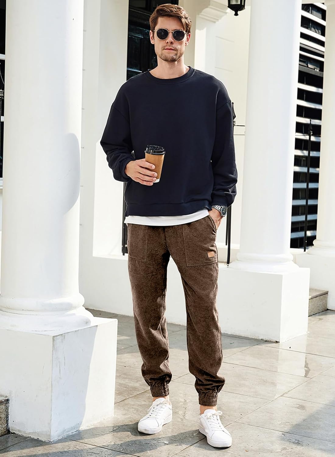 JMIERR Mens Corduroy Joggers Pants Casual Cargo Pants