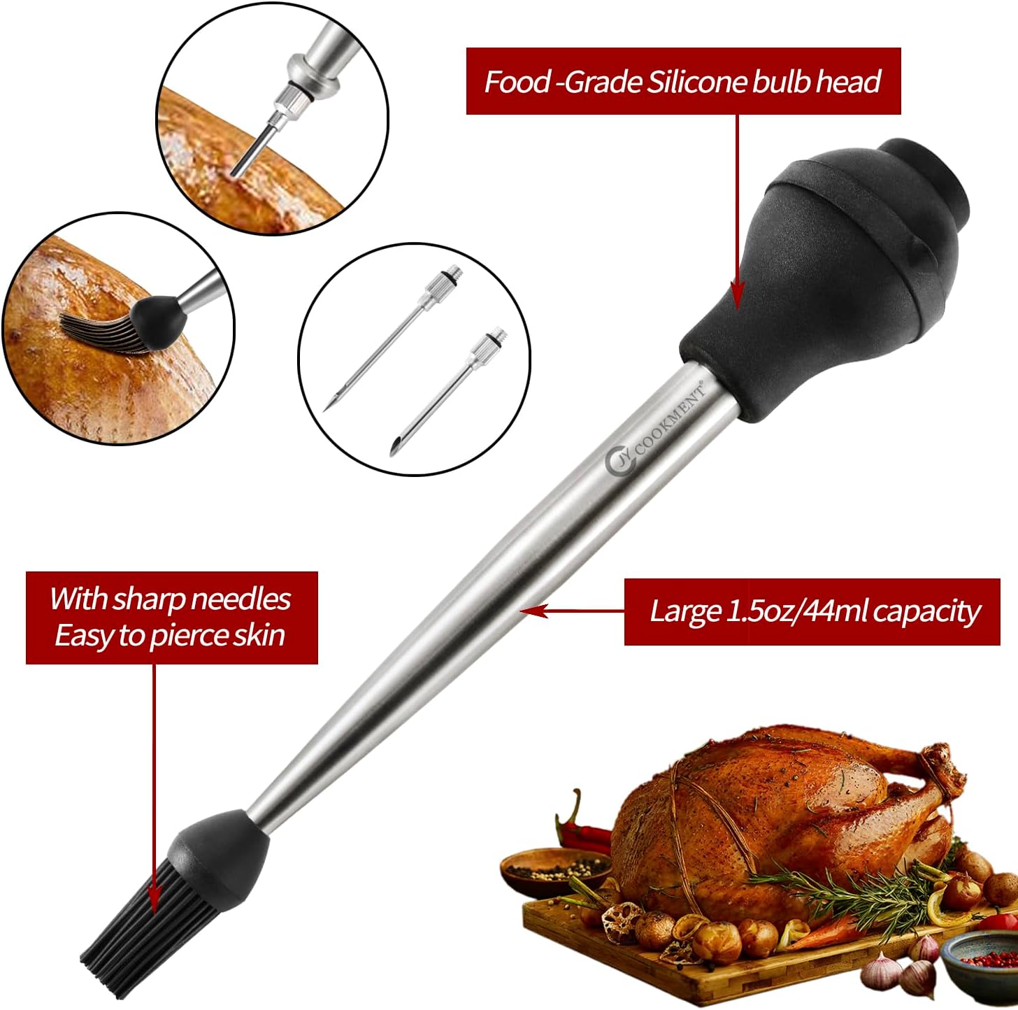 JY COOKMENT Marinade Injector with Brushes
