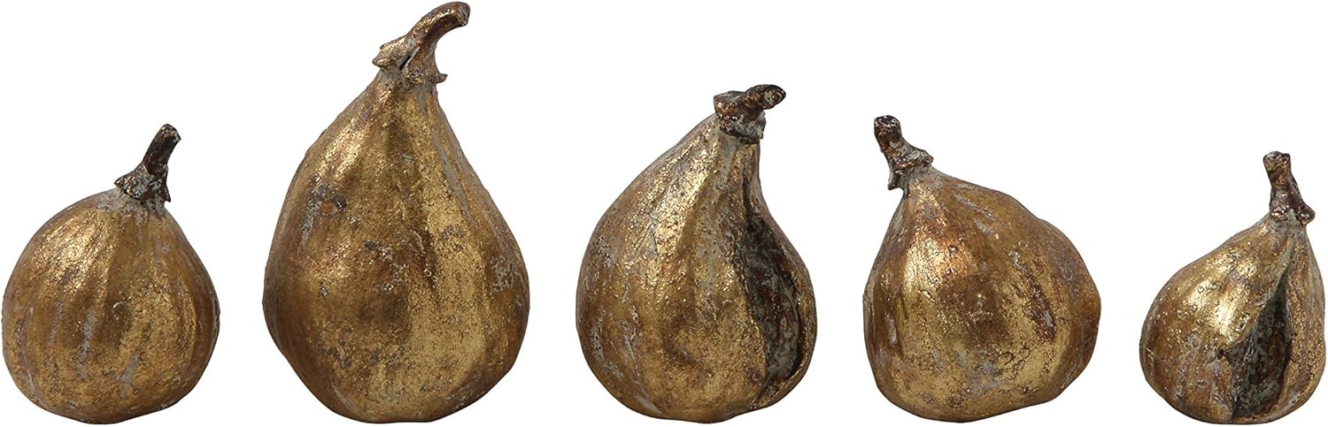 Creative Co-Op Resin Figs with Gold Finish Set