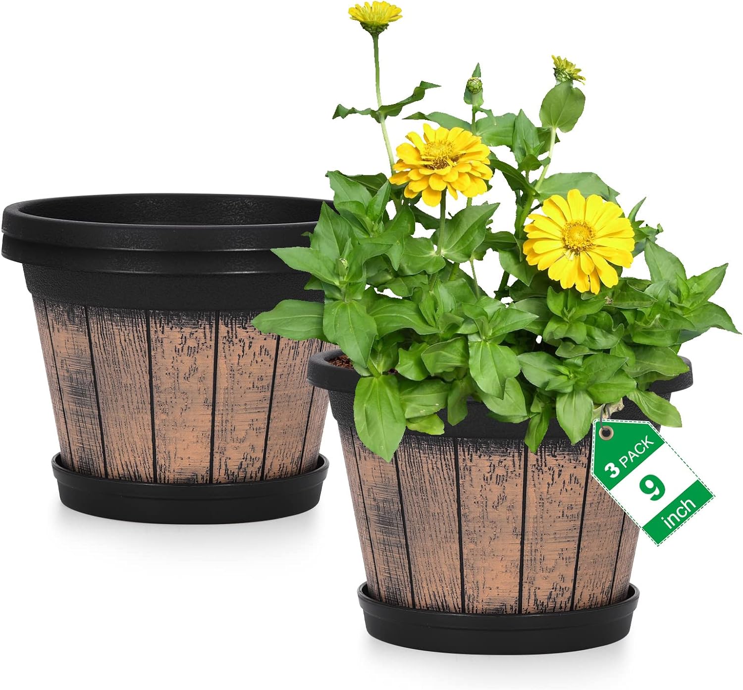 Quarut Plant Pots Whiskey Barrel Planters