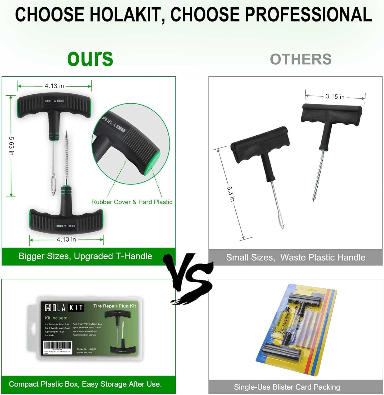 HolaKit Tire Plug Kit, 22PCS Compact Tire Repair Kit with Rubber Plugs