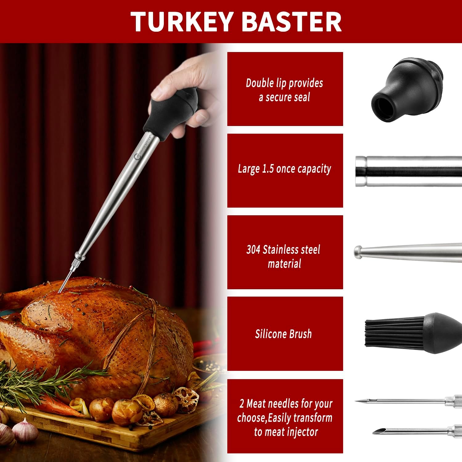 JY COOKMENT Marinade Injector with Brushes