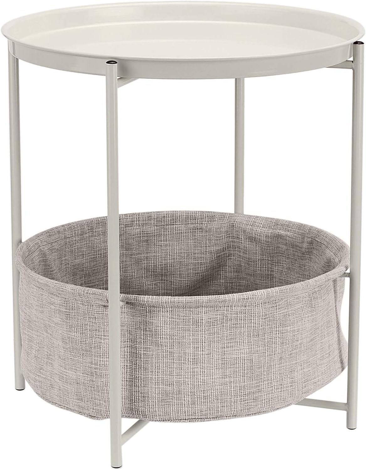 Round Storage End Table with Cloth Basket