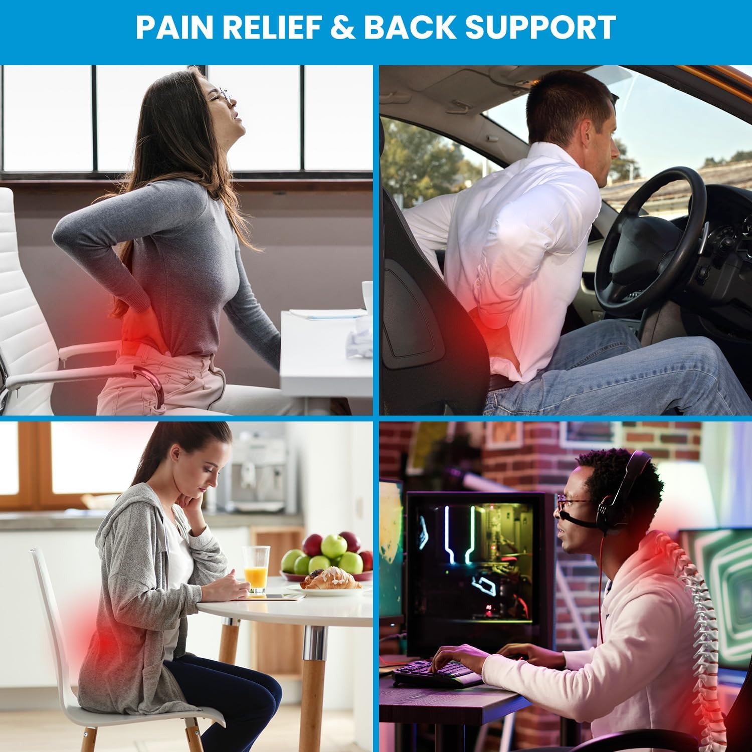 Lumbar Support Pillow Chair Back Pain Relief