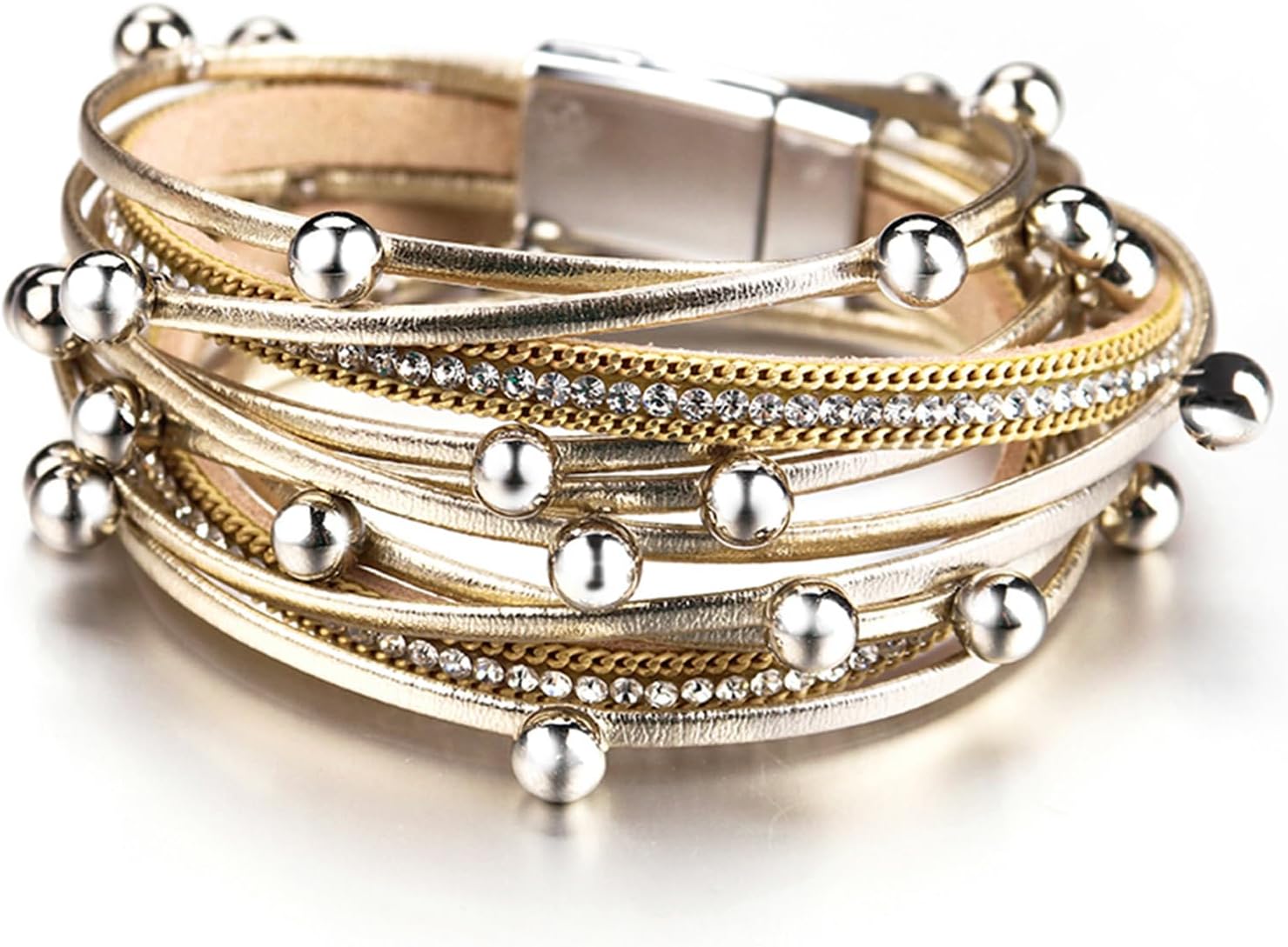 Fesciory Boho Leather Wrap Bracelet Women