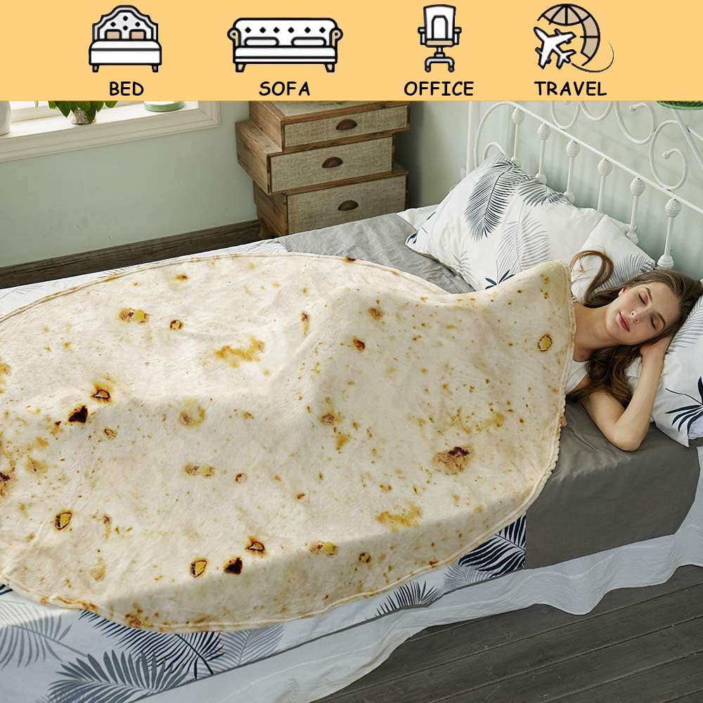 SeaRoomy Burritos Tortilla Realistic Food Wrap Blanket