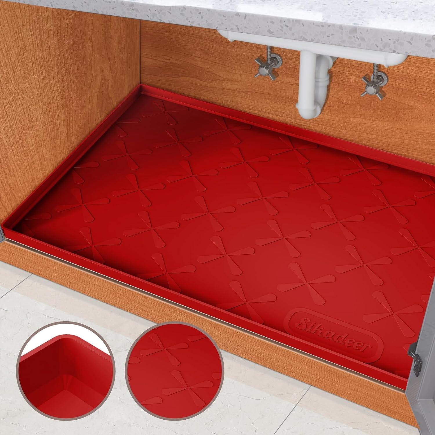 SIKADEER 34" x 22" Under Sink Mat Waterproof