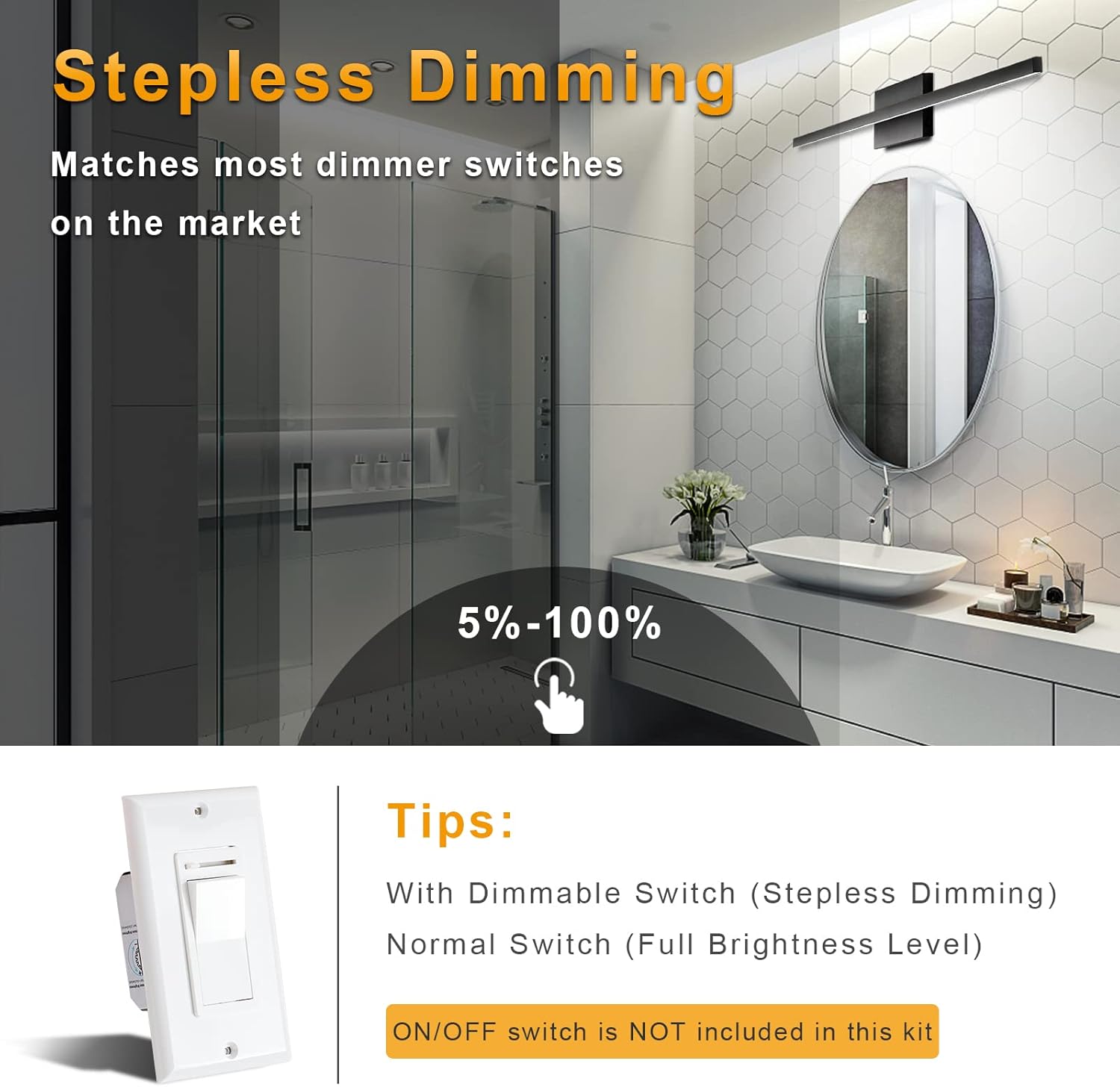 NIORSUN Black Bathroom Vanity Light