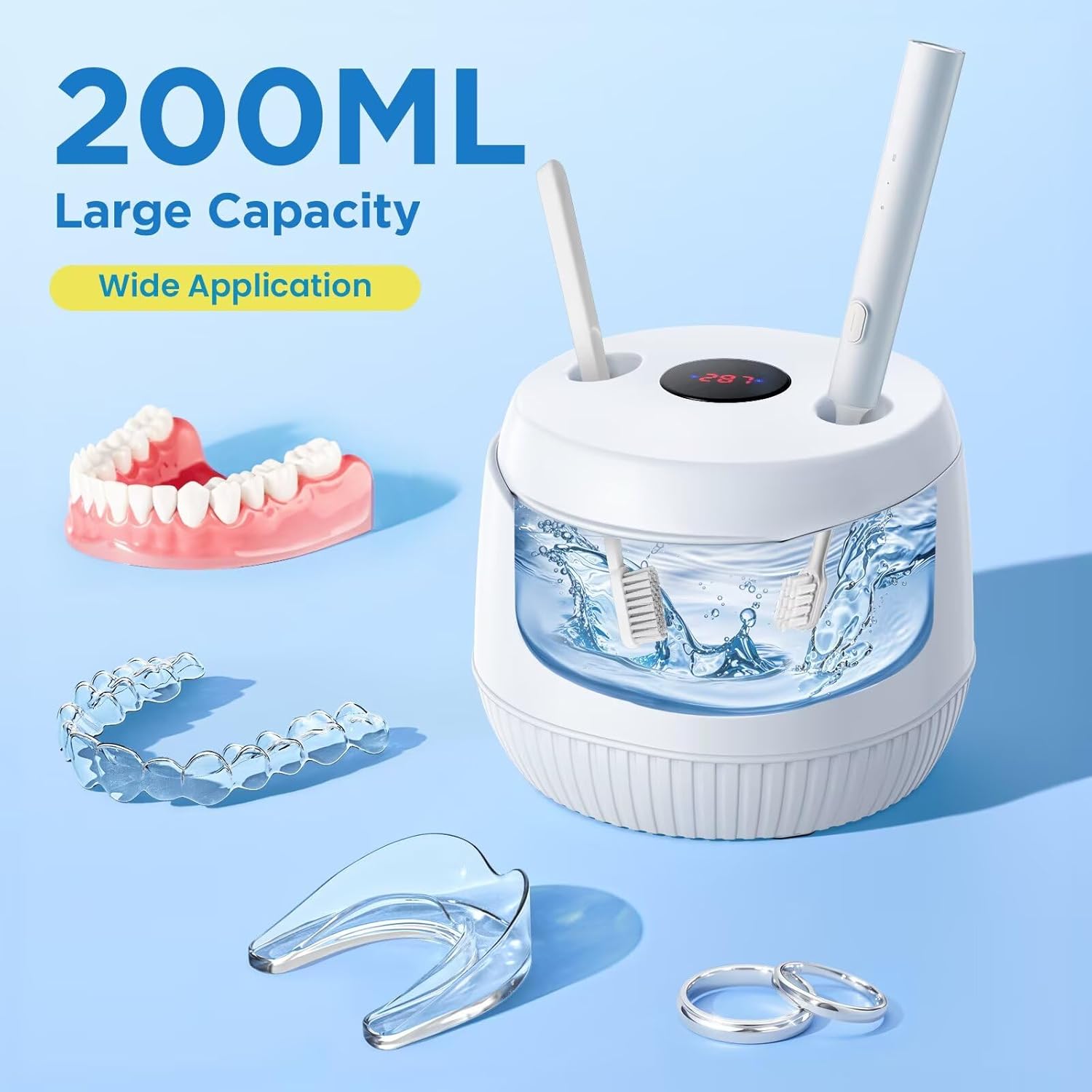 Ultrasonic Retainer Cleaner Machine Dental Cleaning Pod