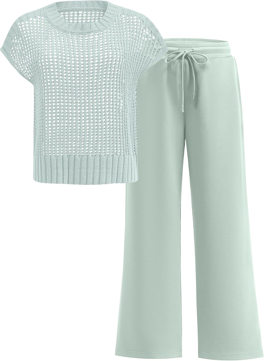 Two Piece Sheer Sweater Pants Set