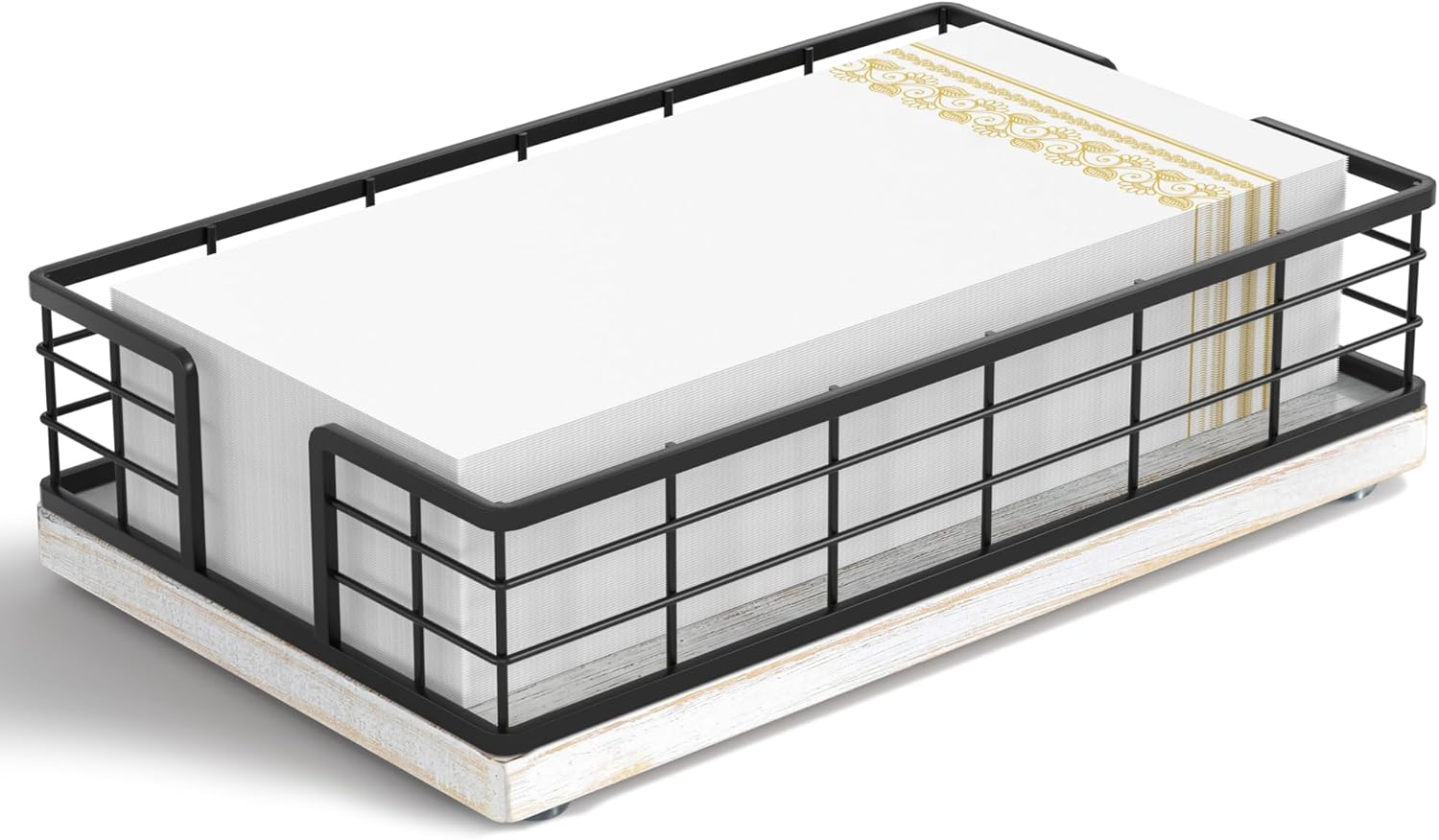 Wican Napkin Holder for Table Bamboo Iron Standing