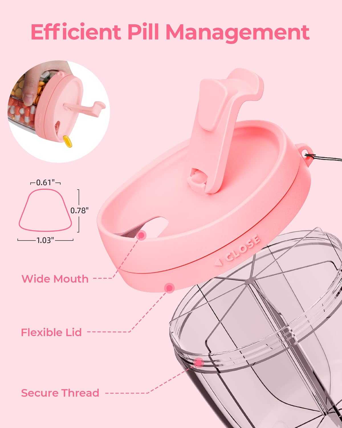 Cute Pill Dispenser with 7 Large Compartments