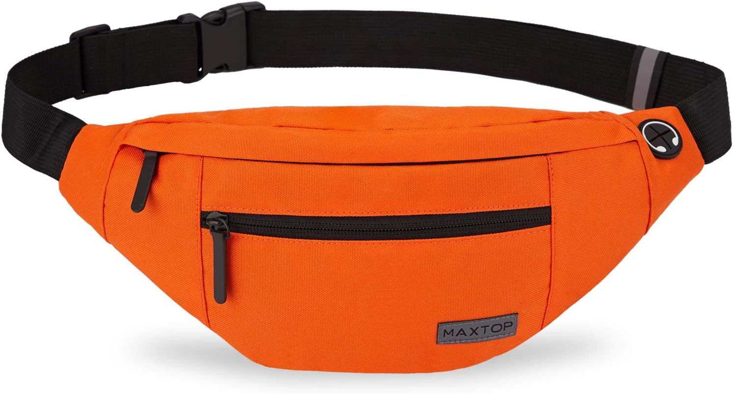 MAXTOP Large Crossbody Fanny Pack with 4-Zipper Pockets