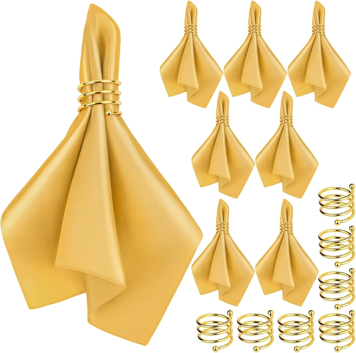 MCEAST Satin Cloth Napkins and Napkin Rings Set