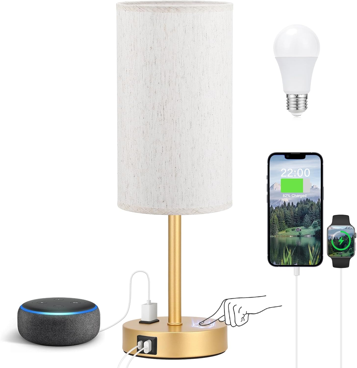 Bedside Touch Lamp 3-Way Dimmable