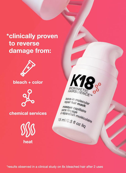 K18 Leave-In Molecular Hair Mask Repairs Dry or Damaged Hair
