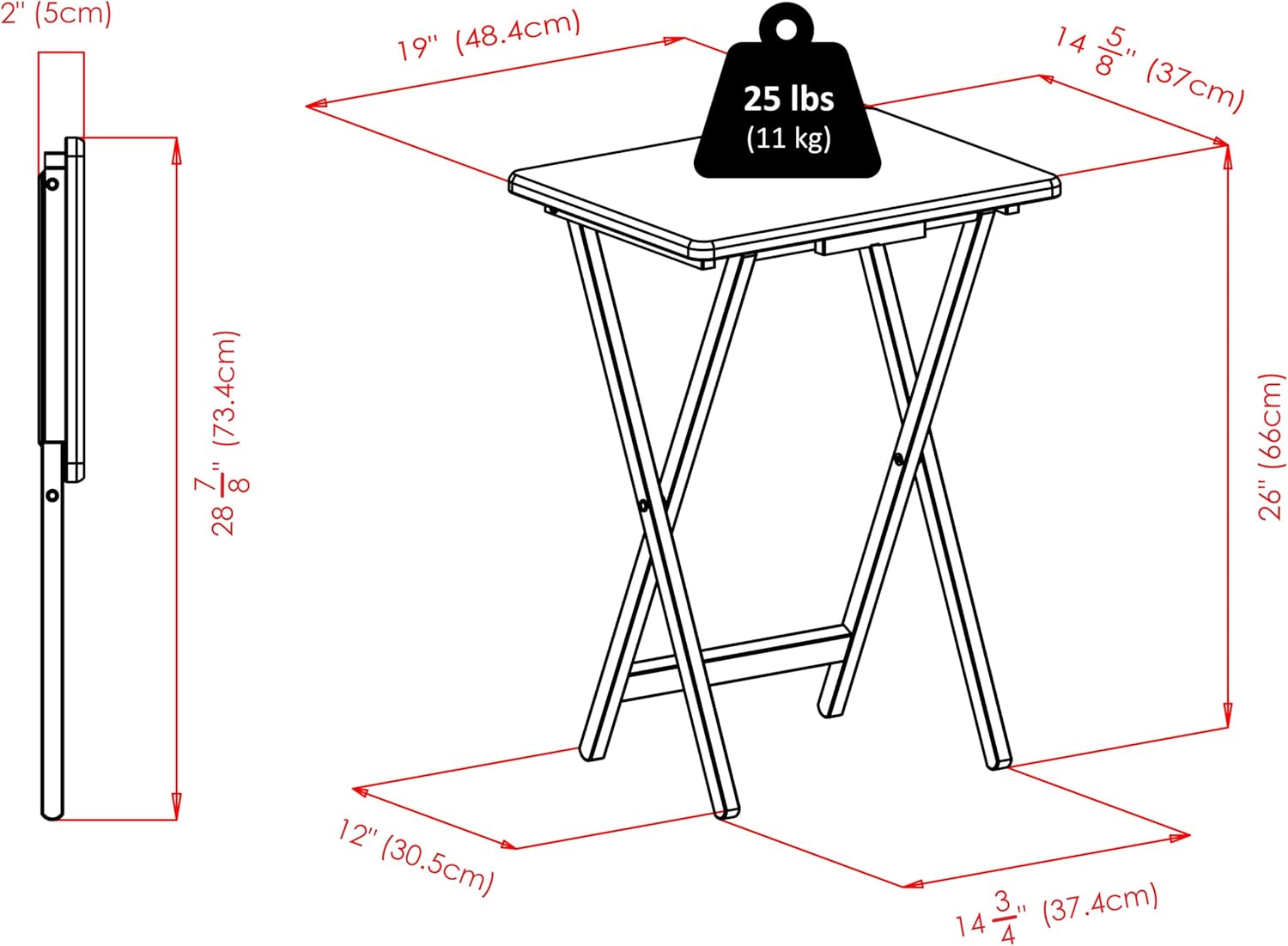 Winsome Alex Set of 2 Foldable Snack Tables