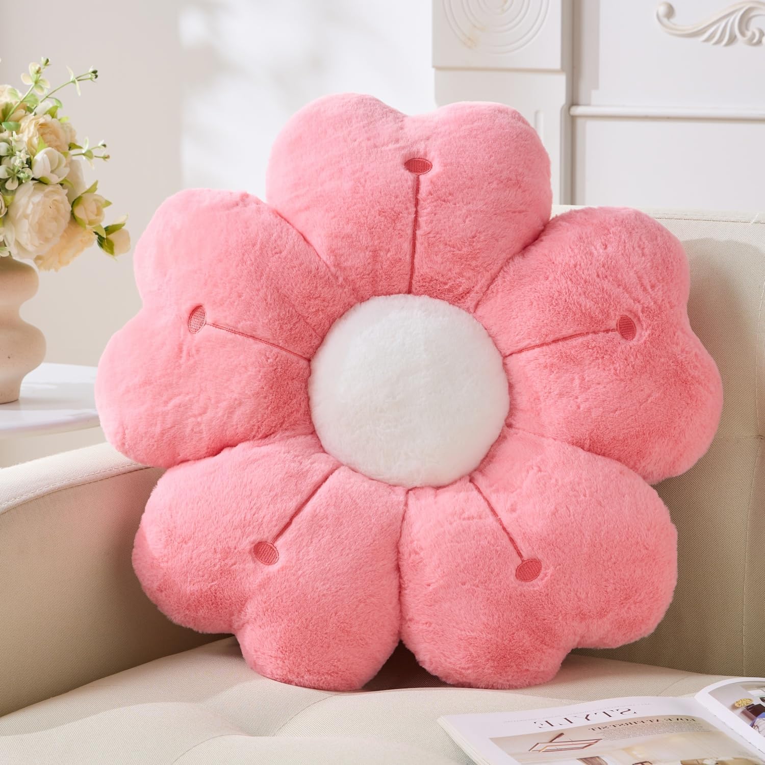 Pink Flower Pillow Flower Shaped