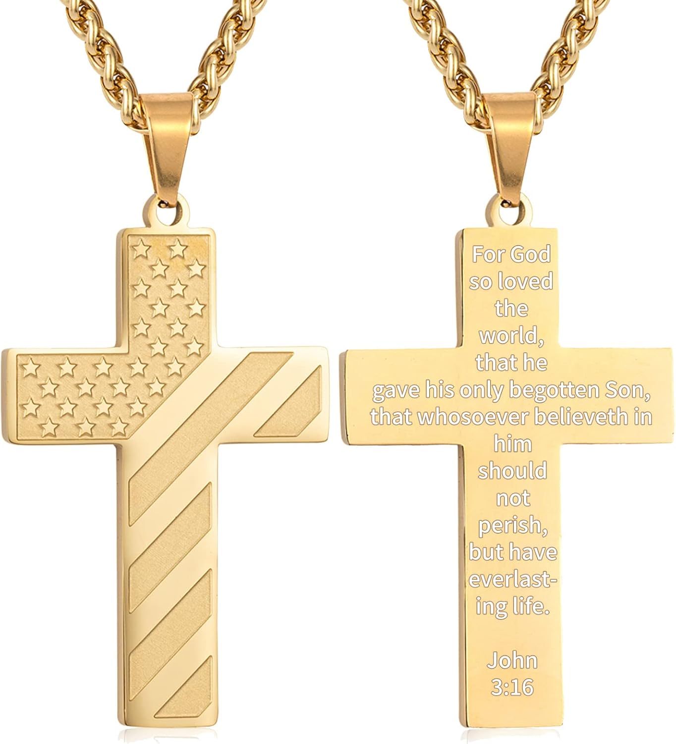 DuoDiner Cross Necklace Bible Verse Stainless Steel