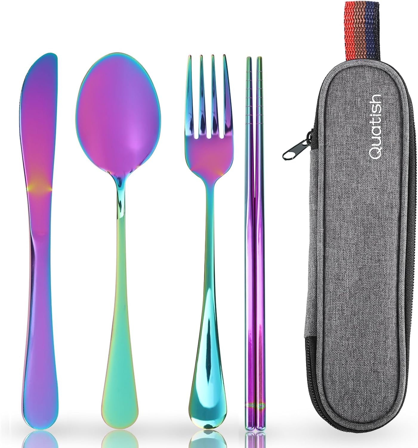 Travel Utensils with Case Quatish Portable Silverware Set