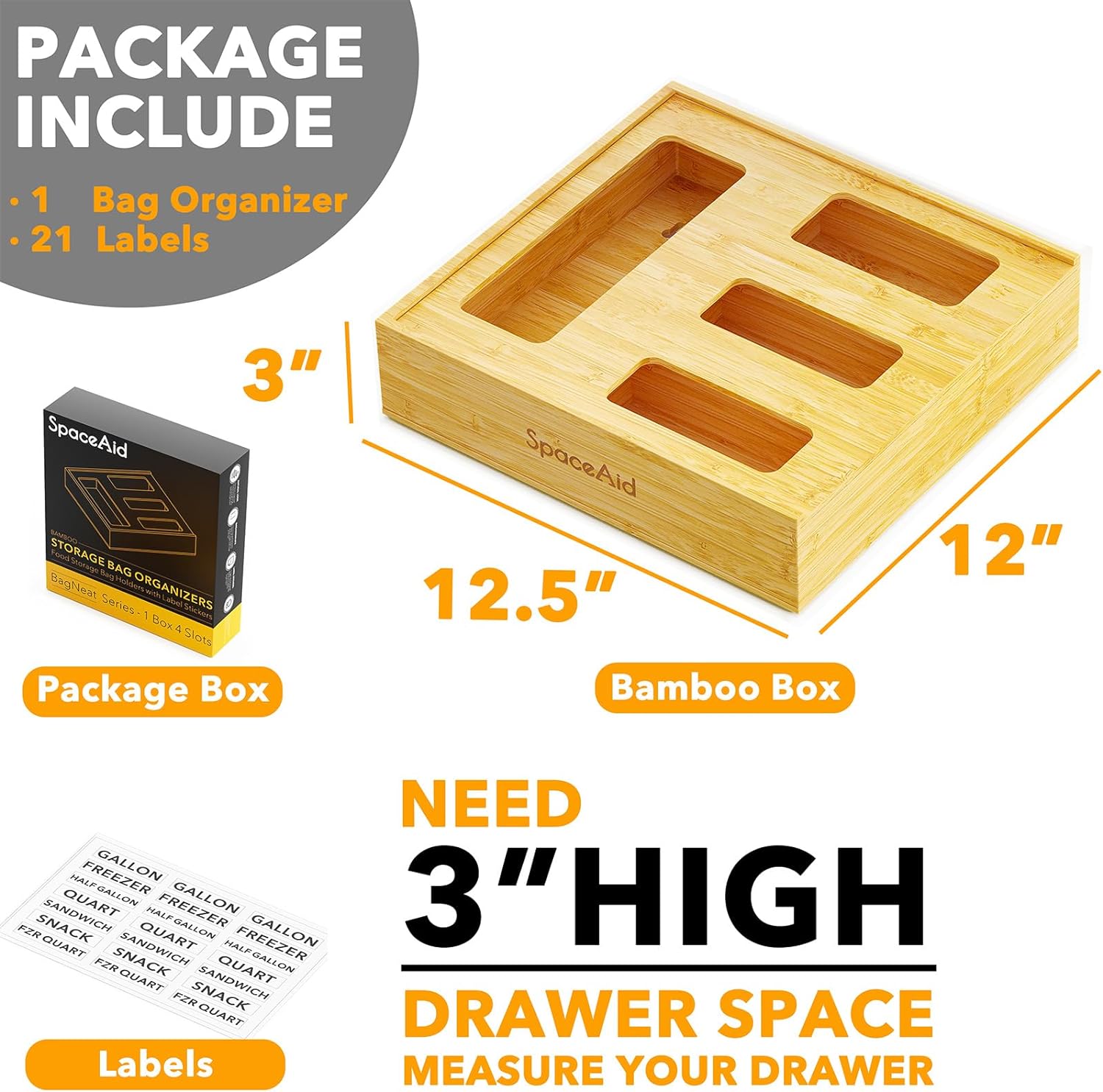 SpaceAid Bag Storage Organizer for Kitchen Drawer