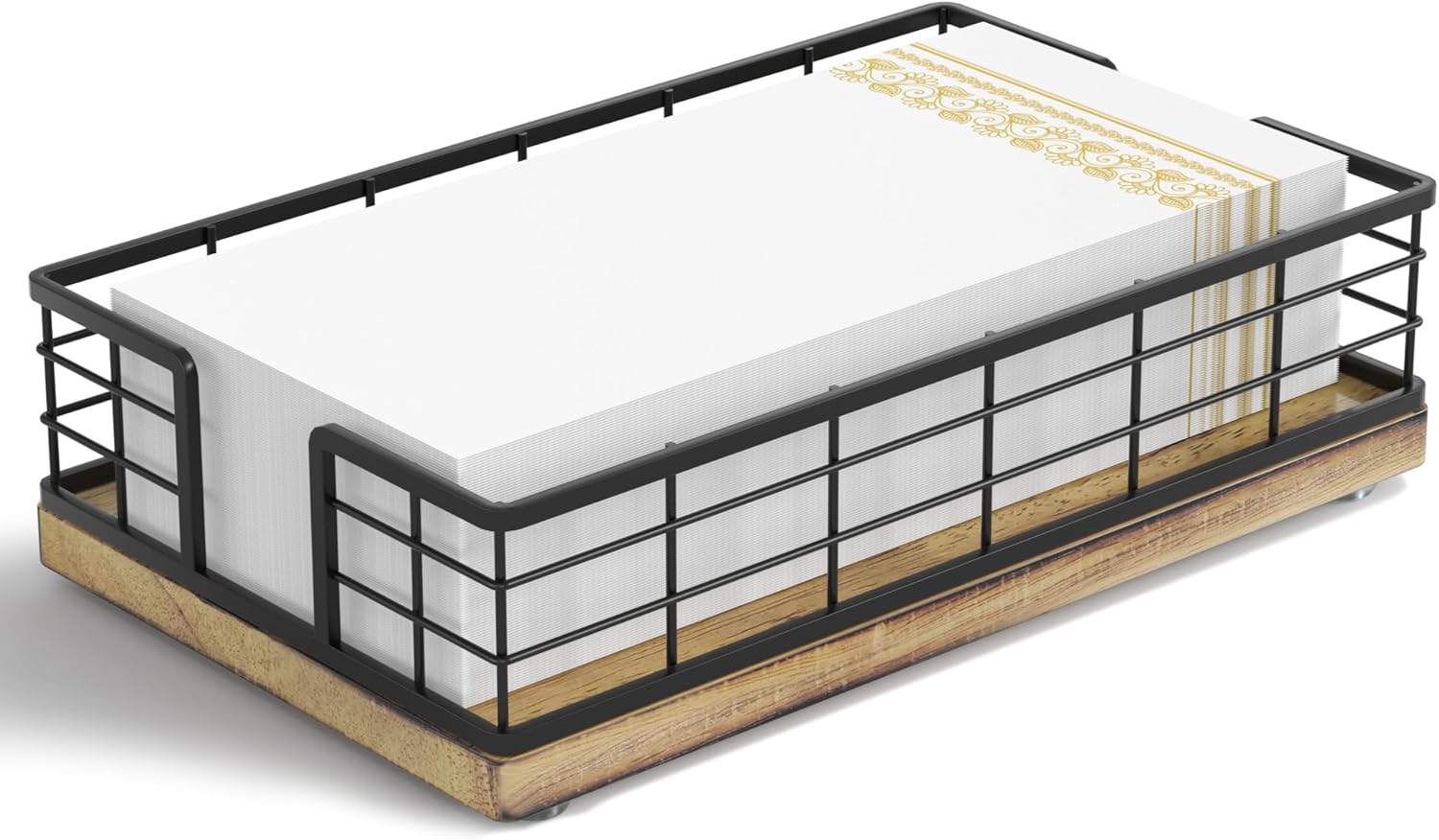 Wican Napkin Holder for Table Bamboo Iron Standing