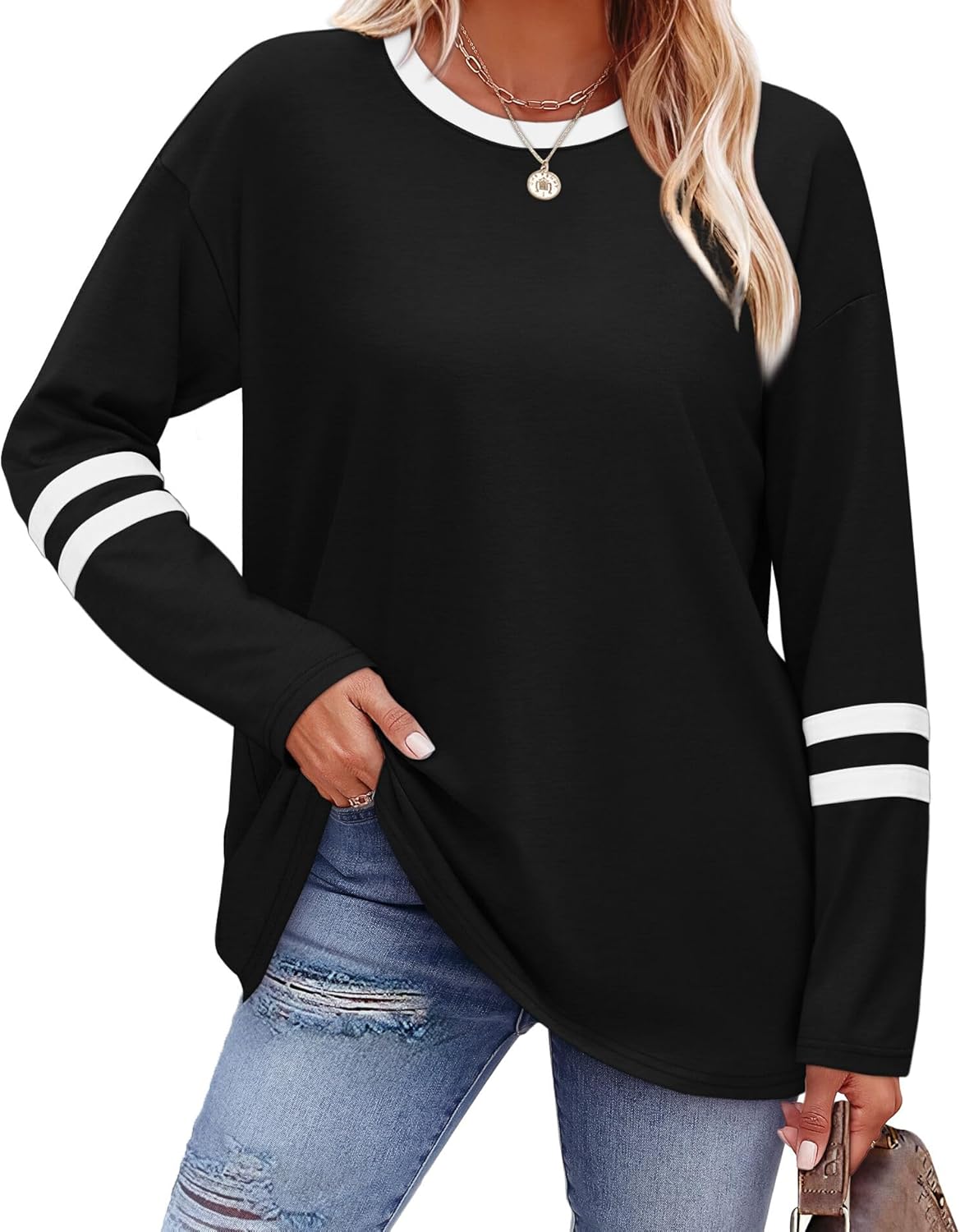 Sampeel Women’s Color Block Long Sleeve Top