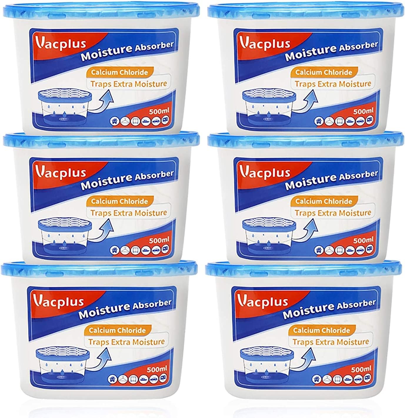 Vacplus 6-Pack Moisture Absorbers for Bathroom