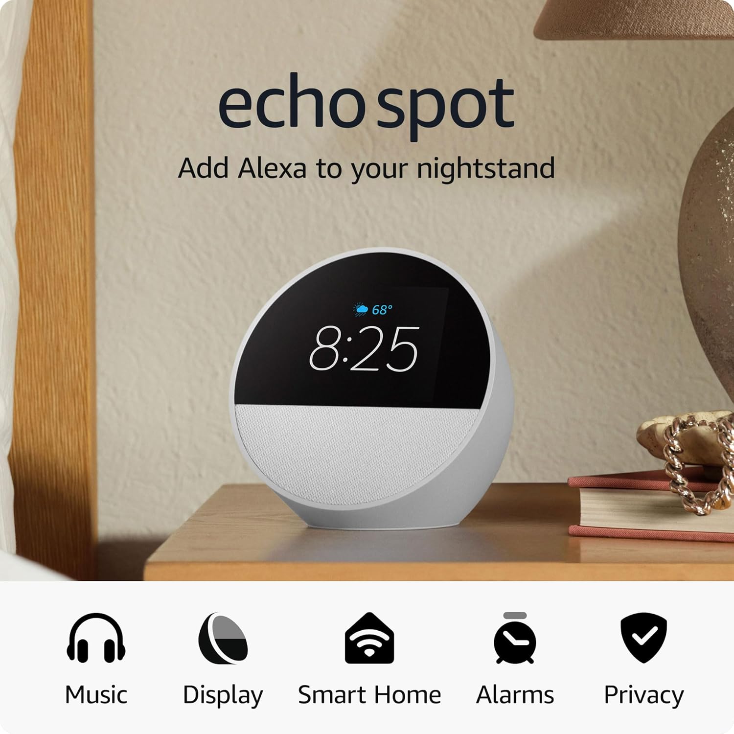 Amazon Echo Spot Smart Alarm Clock with Alexa