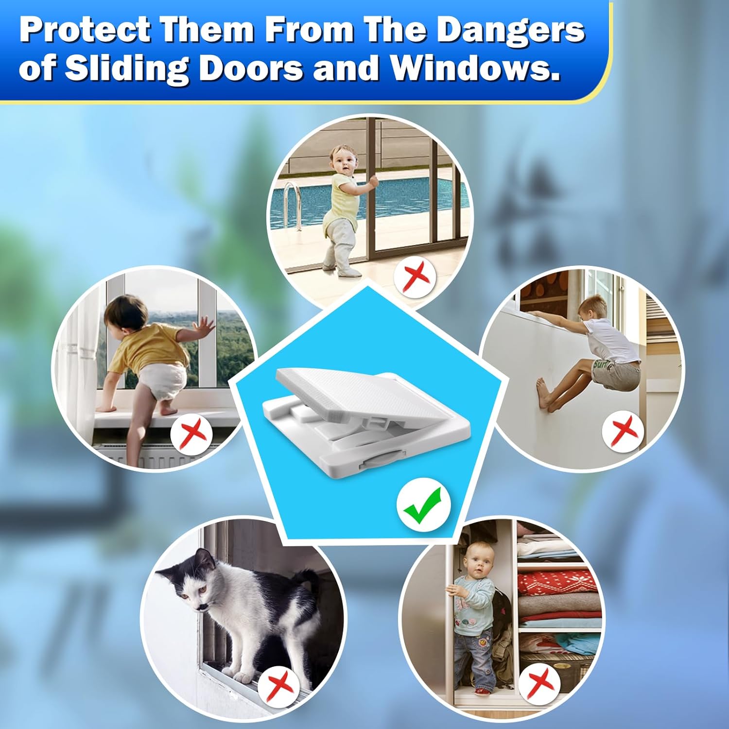 Sliding Door Lock 2 Pack Child Safety Sliding Glass