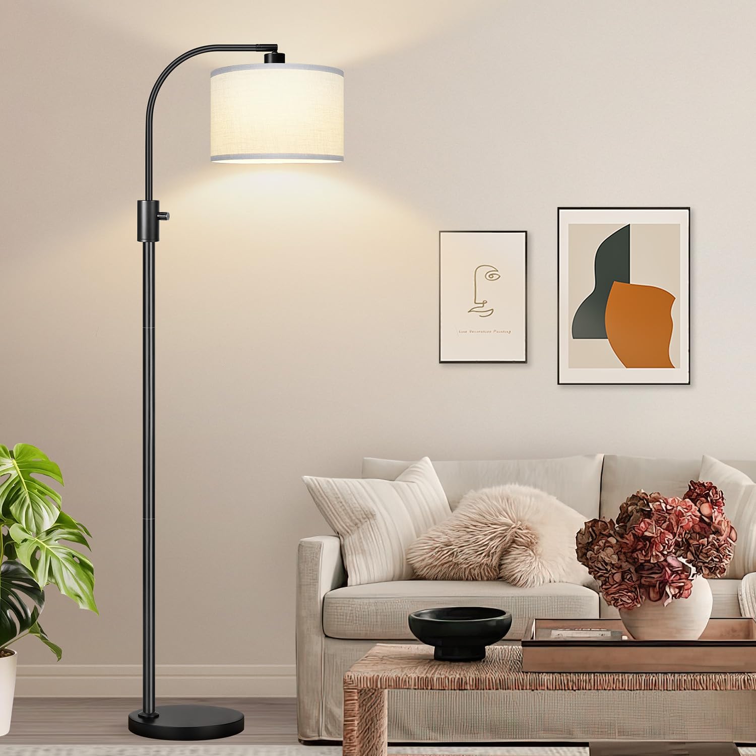 Nintiue Upgraded Modern Arc Dimmable Tall Standing Floor Lamp