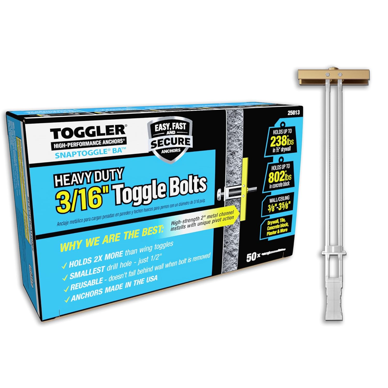 Zinc Plated Toggle Bolts for Hollow Walls