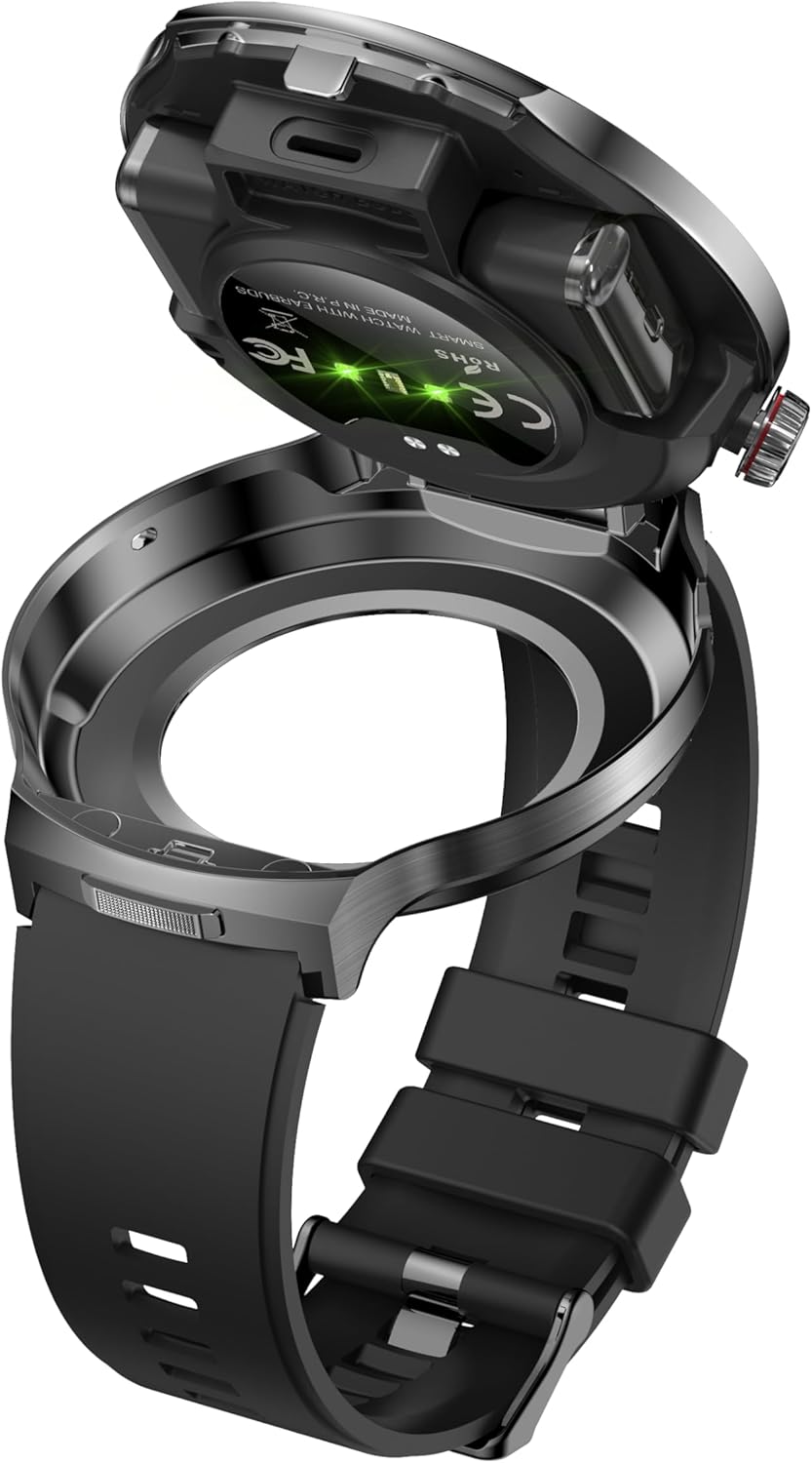 Smart Watch with Bluetooth Earbuds, 1.85-Inch Round HD Screen