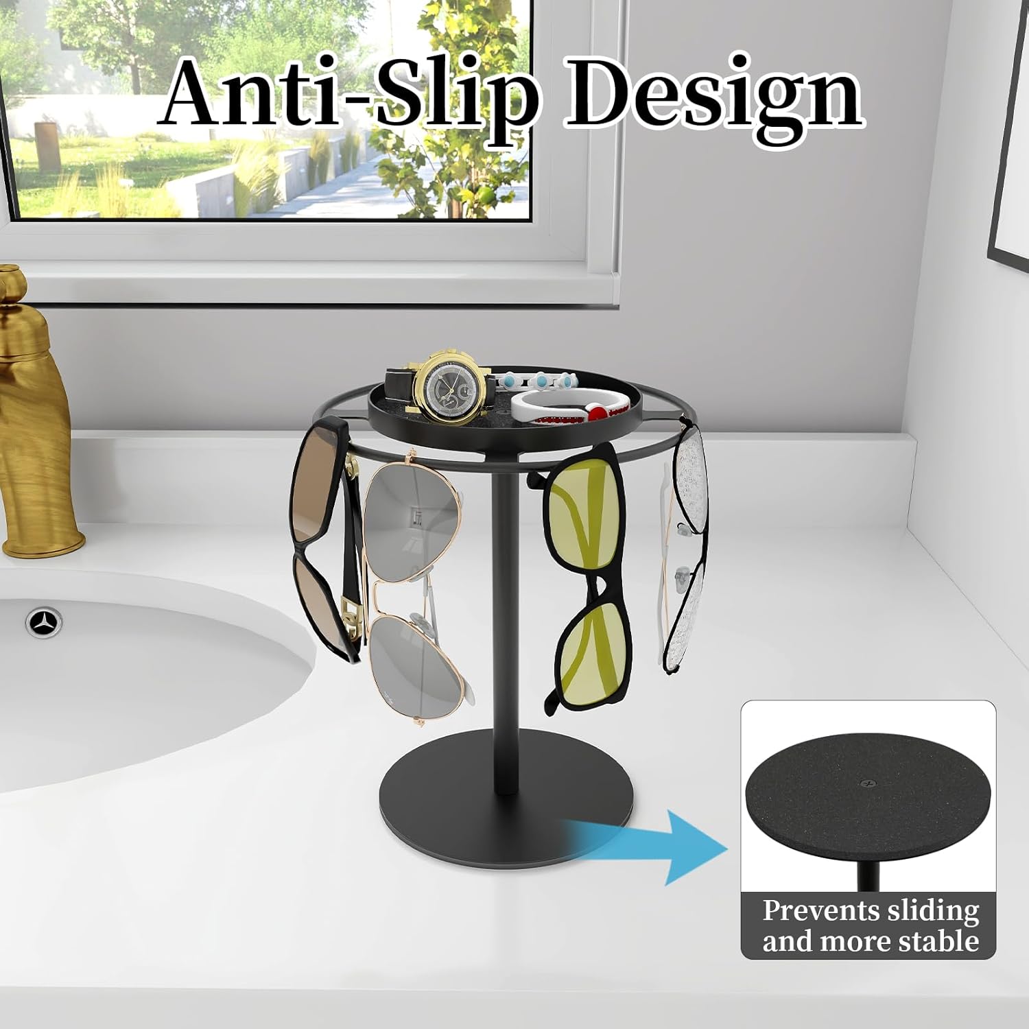 LSK Metal Sunglasses Holder Stand with Storgae Tray