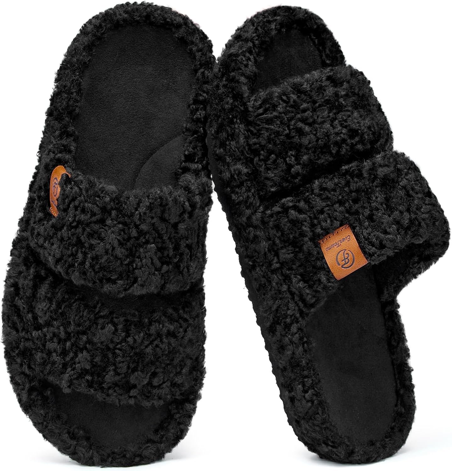 EverFoams Womens Fuzzy Open-toe Slippers