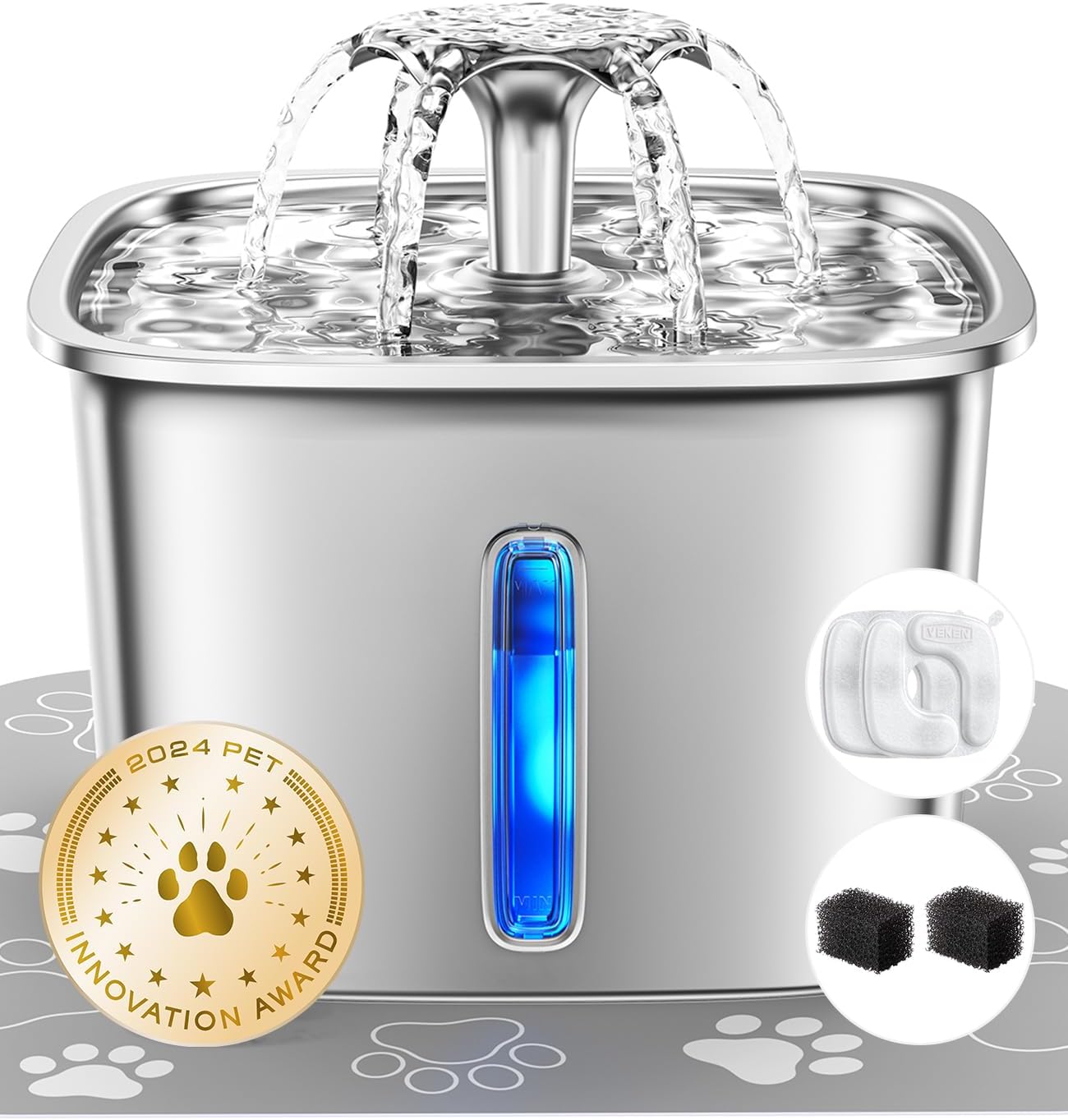 Veken 95oz Stainless Steel Cat Water Fountain